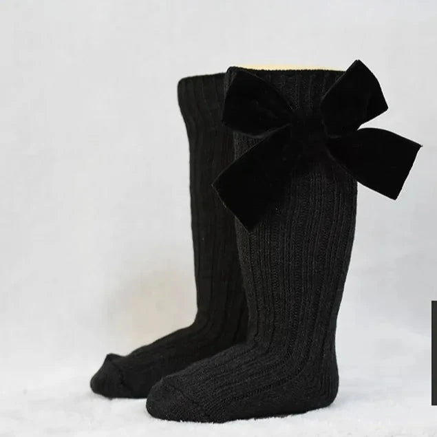 Girl’s Velvet Bow Socks