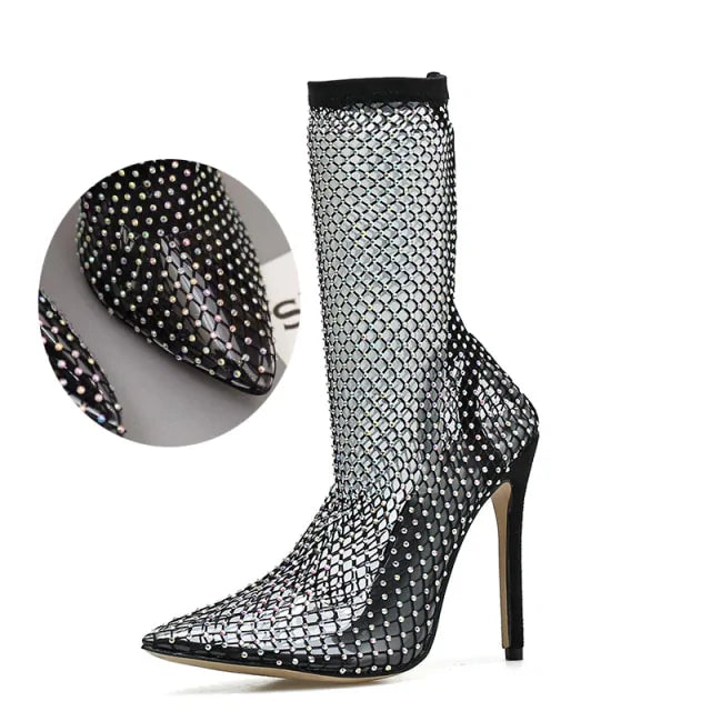 Crystal Mesh Pointed Stilettos