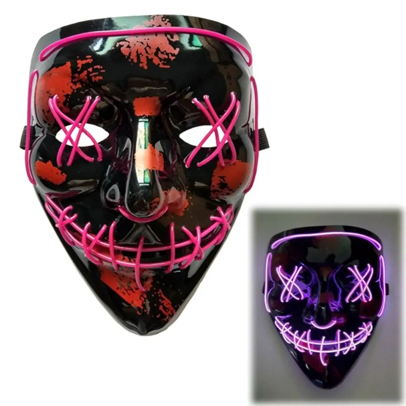 LED Purge Mask: Halloween Costume DJ Party Light Up Glow-in-the-Dark Masks