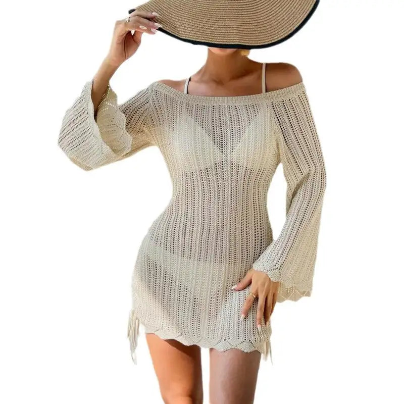 Solid Color Knitted Beach Dress