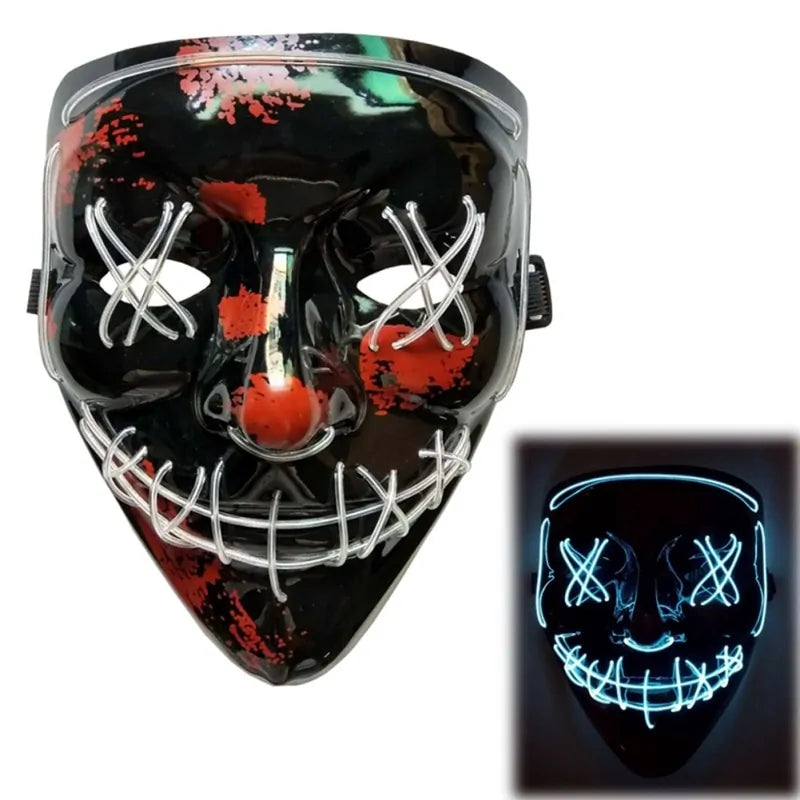 LED Purge Mask: Halloween Costume DJ Party Light Up Glow-in-the-Dark Masks