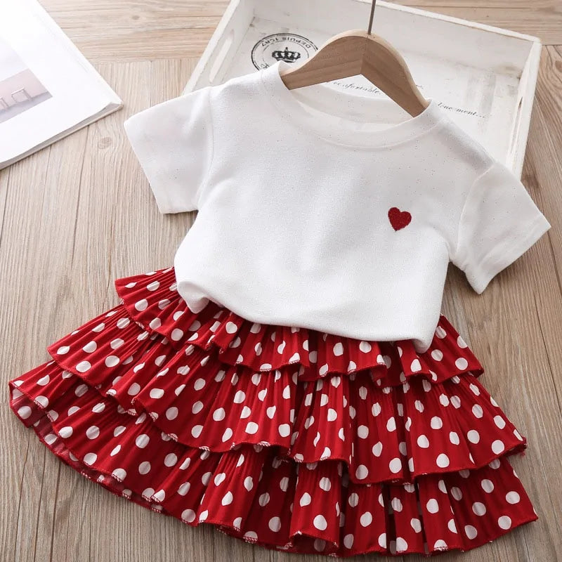 Bear Leader Toddler Girl Polka Dot Skirt Set