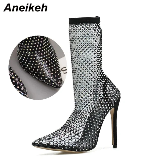 Crystal Mesh Pointed Stilettos