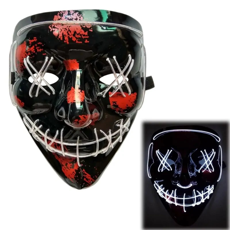 LED Purge Mask: Halloween Costume DJ Party Light Up Glow-in-the-Dark Masks