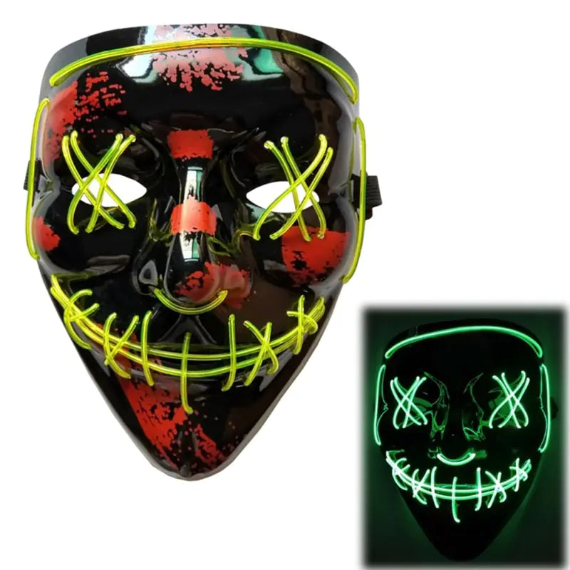 LED Purge Mask: Halloween Costume DJ Party Light Up Glow-in-the-Dark Masks